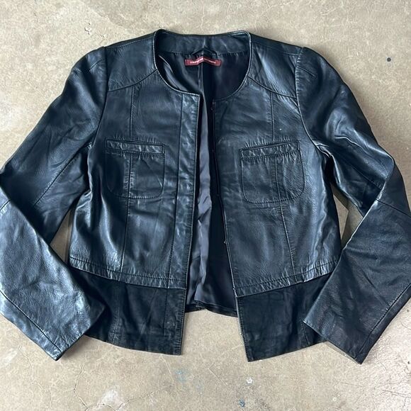 Comptoir Leather Moto Jacket Size 36 C28 - Picture 2 of 10